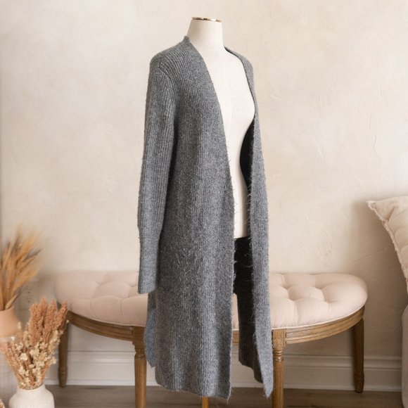 Women’s Halogen Gray Long Open Front Wool Blend‎ Cardigan size M - Picture 1 of 11